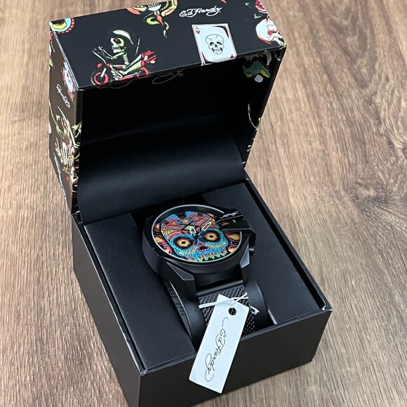 NEW Ed Hardy Colorful Skull Mens Watch - Picture 2 of 8